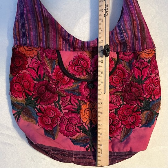 Bohemian Hippie Gypsy Embroidered Zipper Floral Hobo Shoulder Bag Tote satchel - Picture 6 of 8